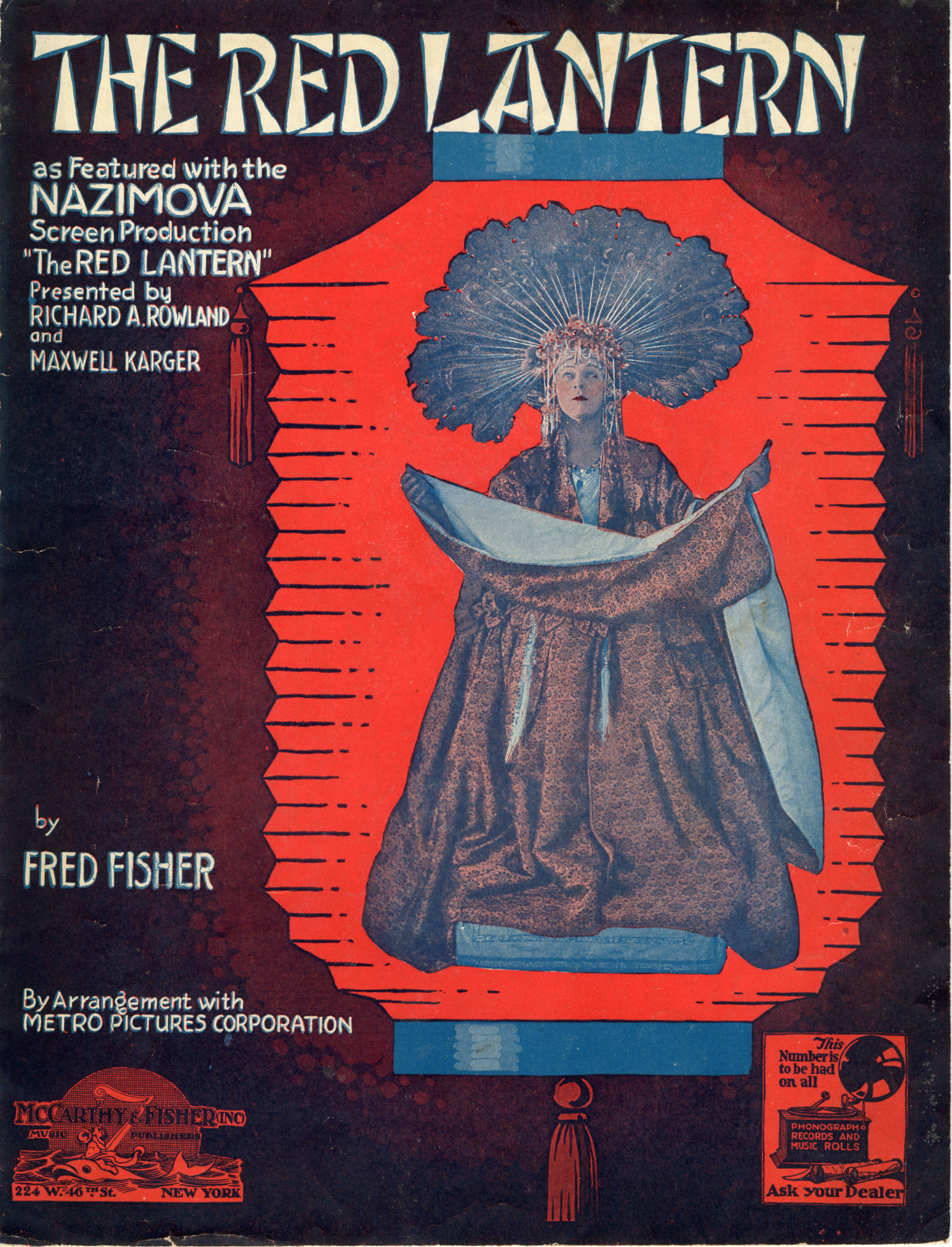 Sheet music cover - THE RED LANTERN (1919)