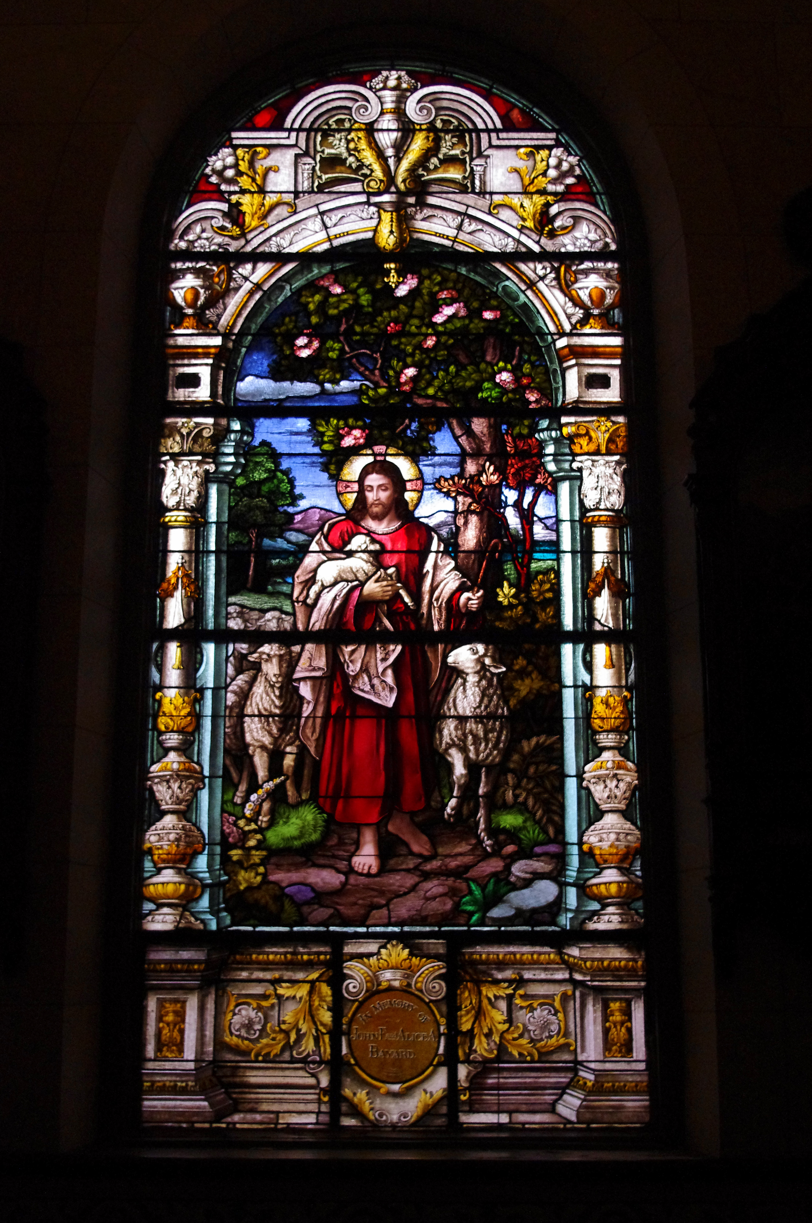 St. Francis Xavier Basilica (Vincennes, IN) - stained glass, I am the good shepherd