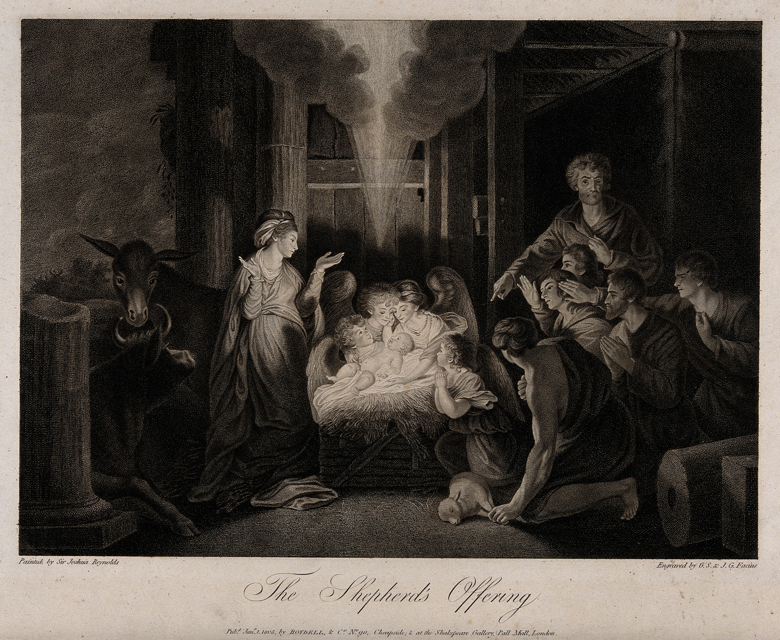 The adoration of the shepherds at the birth of Christ. Aquat Wellcome V0034625
