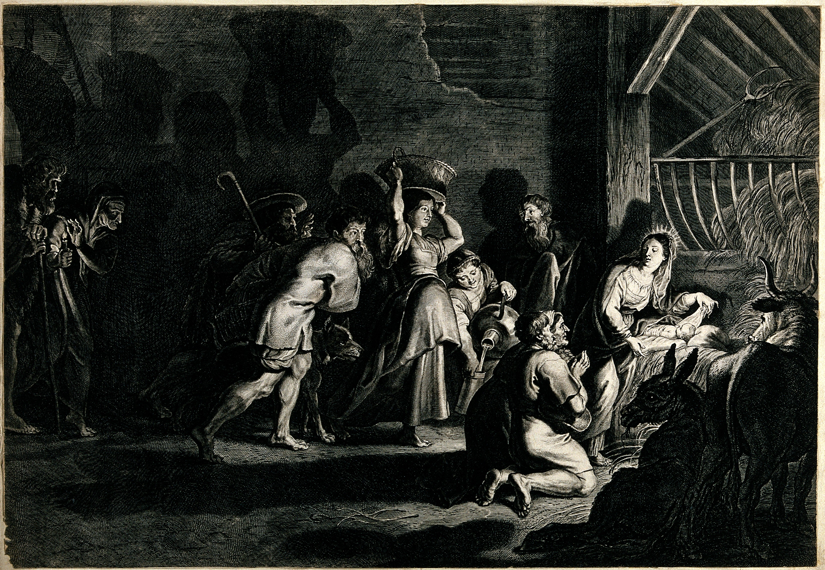 The adoration of the shepherds at the birth of Christ. Engra Wellcome V0048952