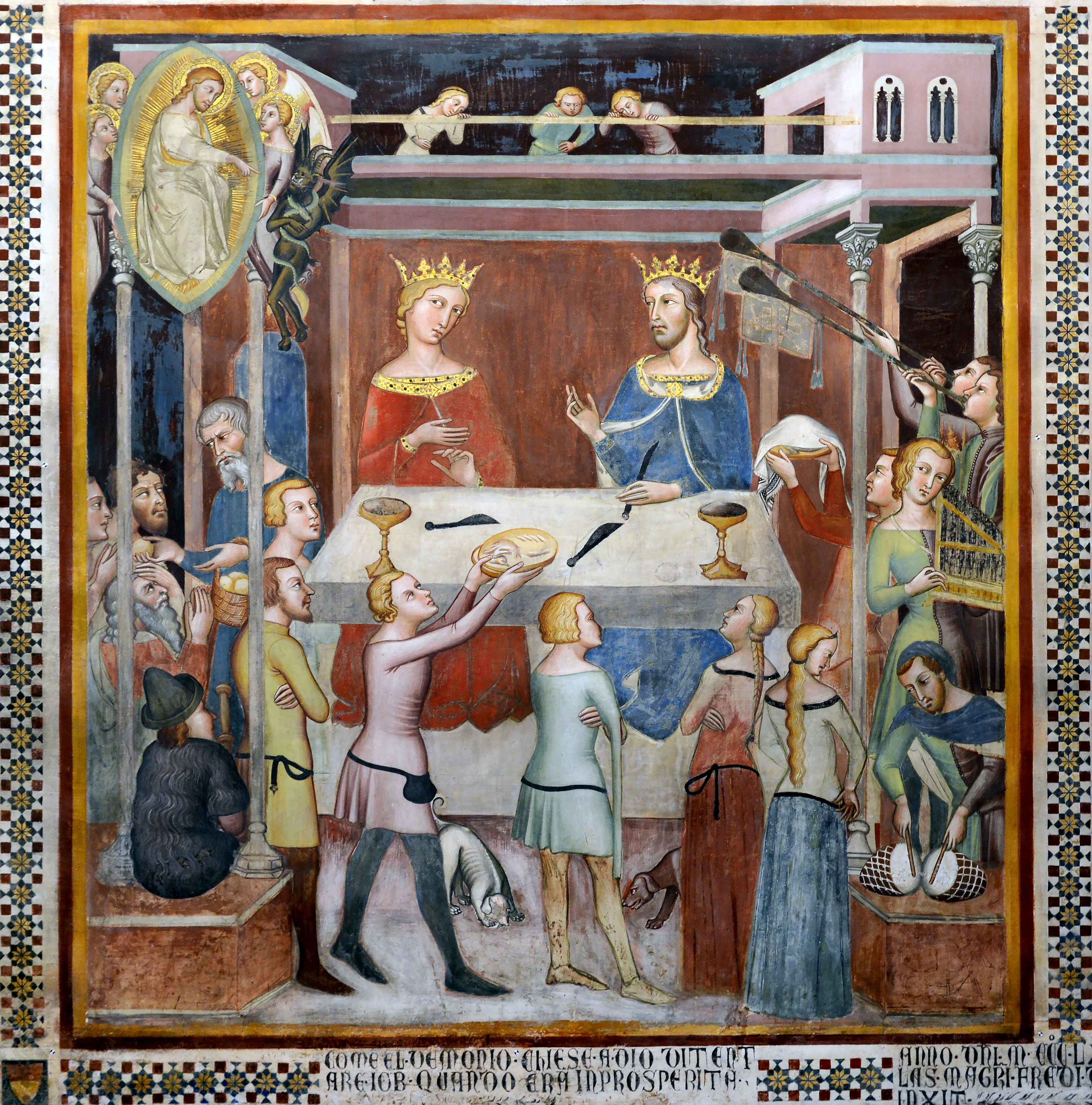 The Devil bargains with God over Job's faith in Duomo (San Gimignano)