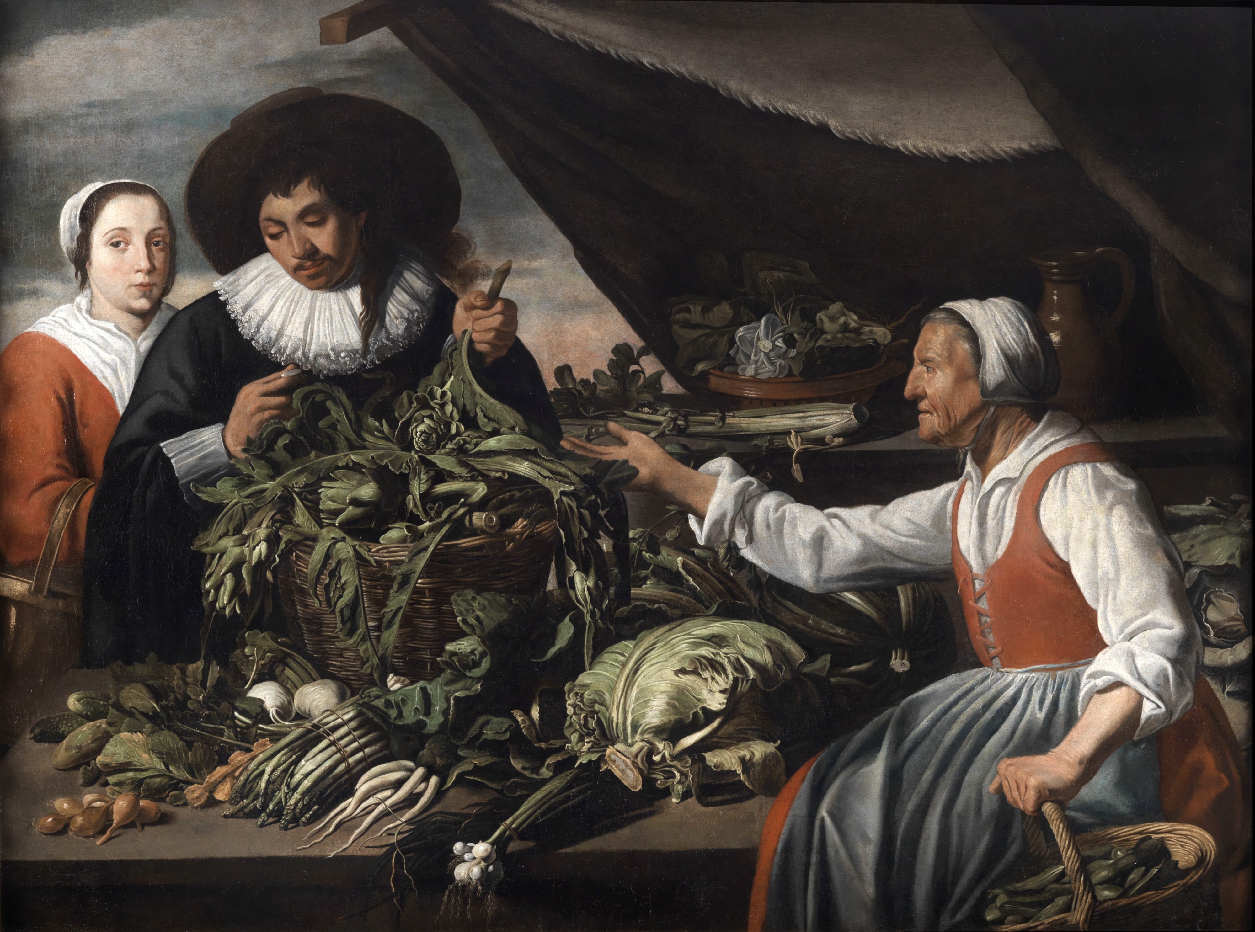 Adriaen van Utrecht (und Mitarbeiter) Alte Gemüseverkäuferin