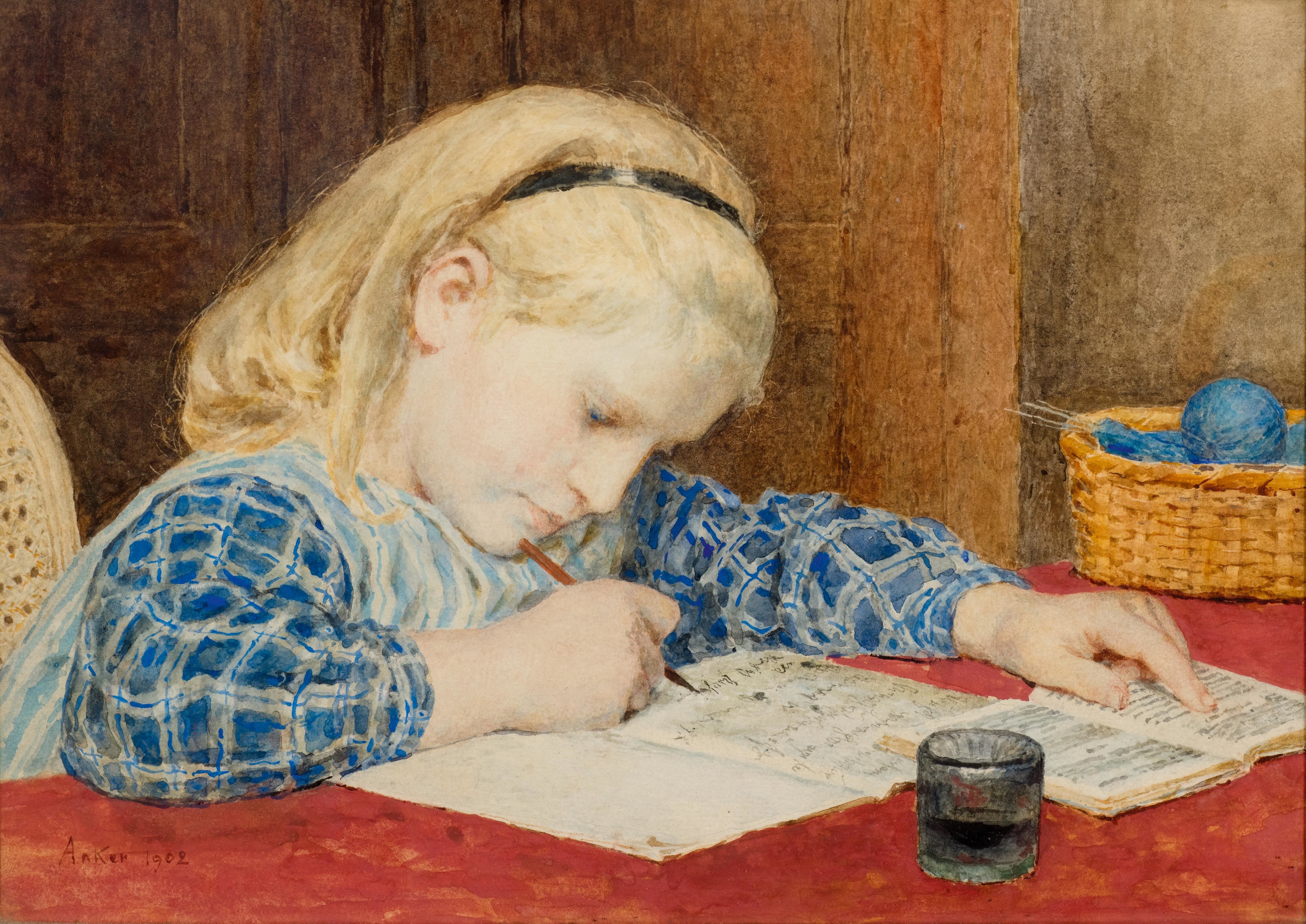 Albert Anker Schreibendes Mädchen 1902