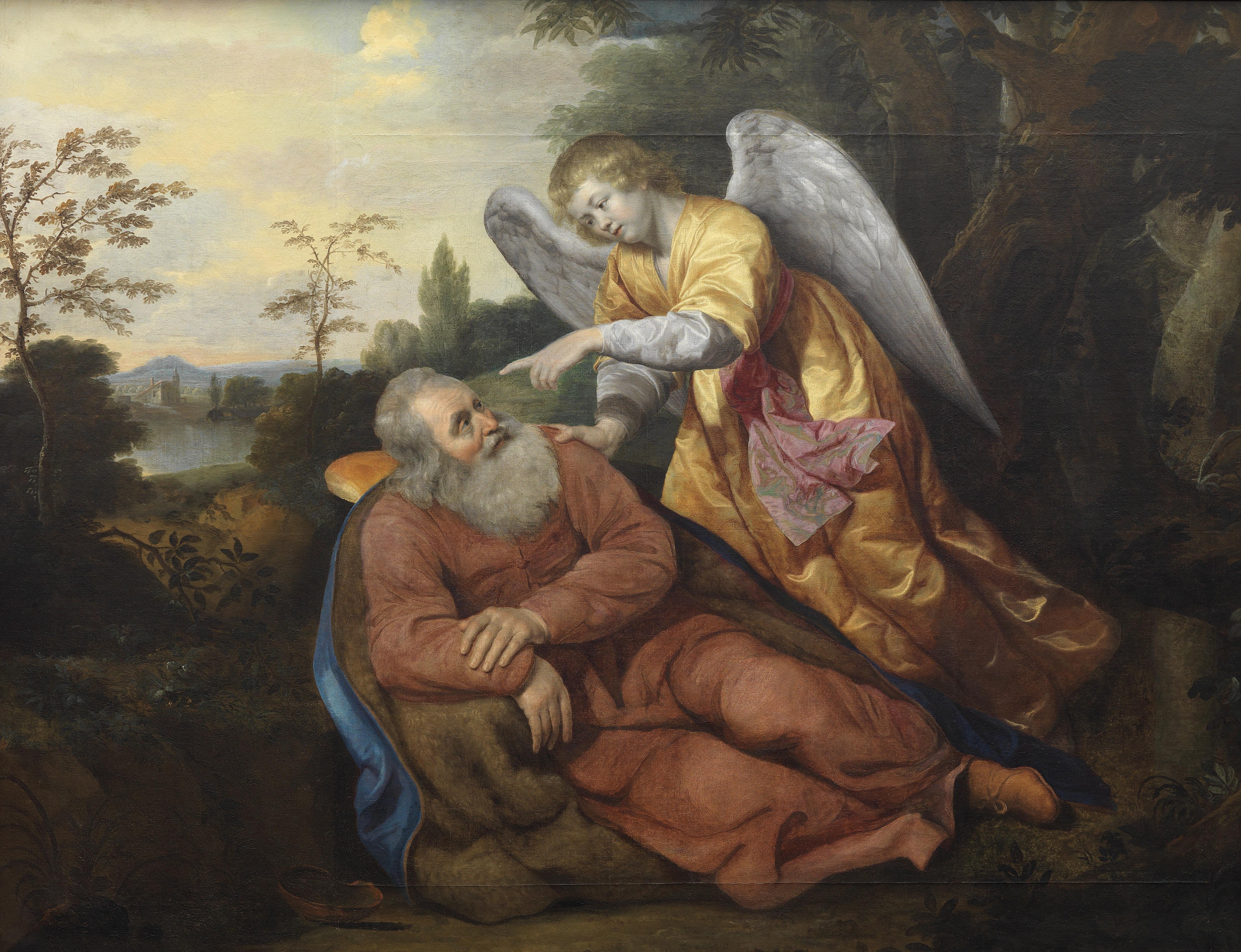 Der Engel weckt Elias in der Wüste (Haarlem 17 Jh)