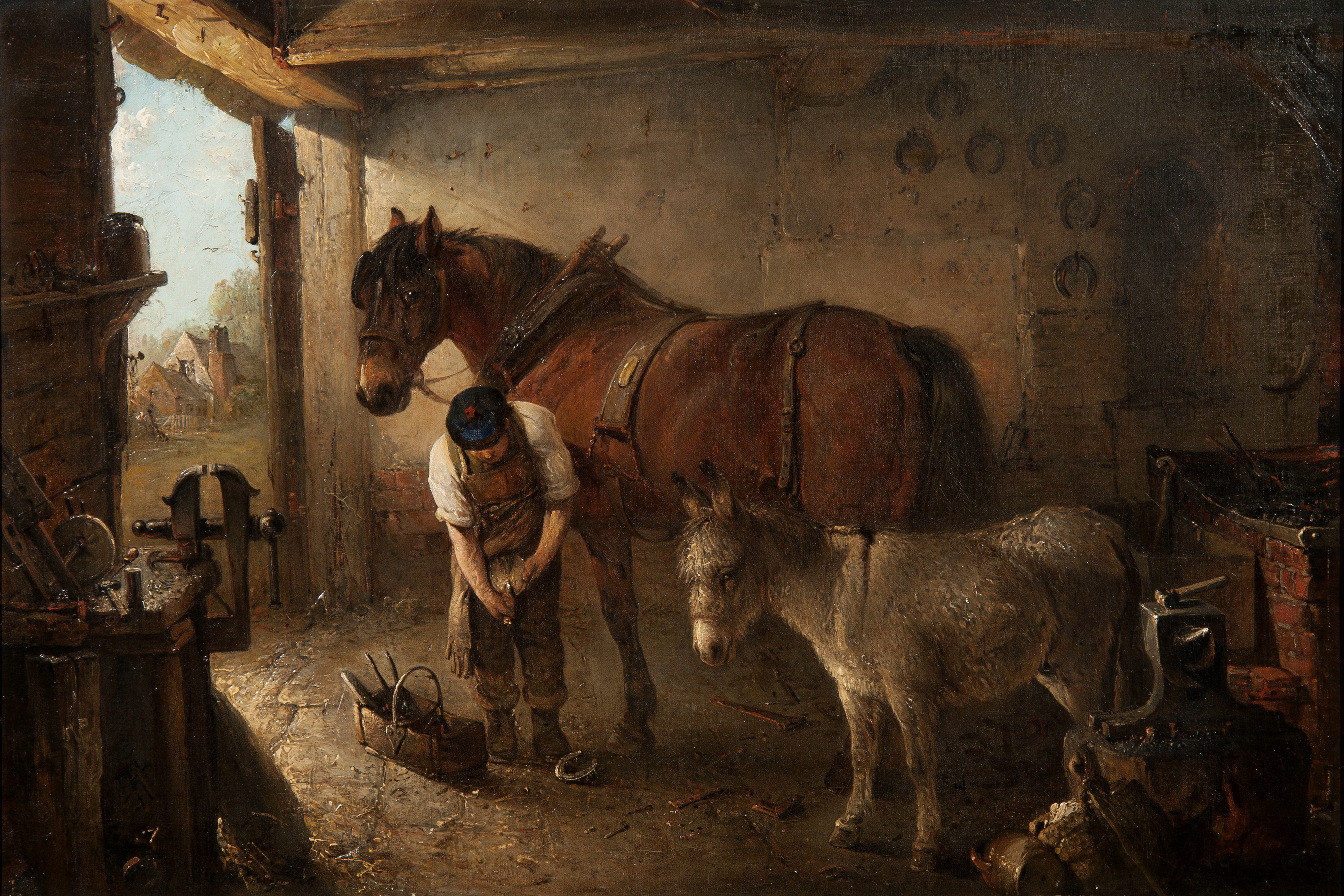 Edward Robert Smythe A farrier shoeing a plough horse