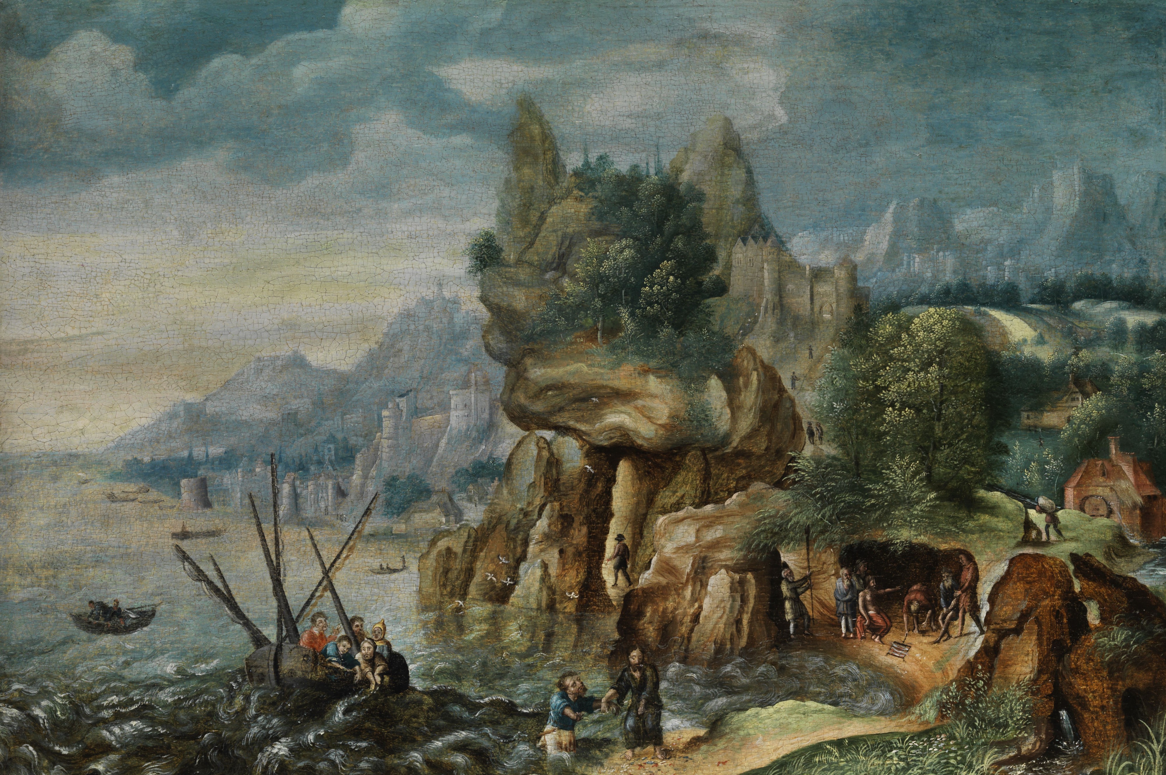 Flämisch 16Jh Landschaft mit biblischer Szenerie