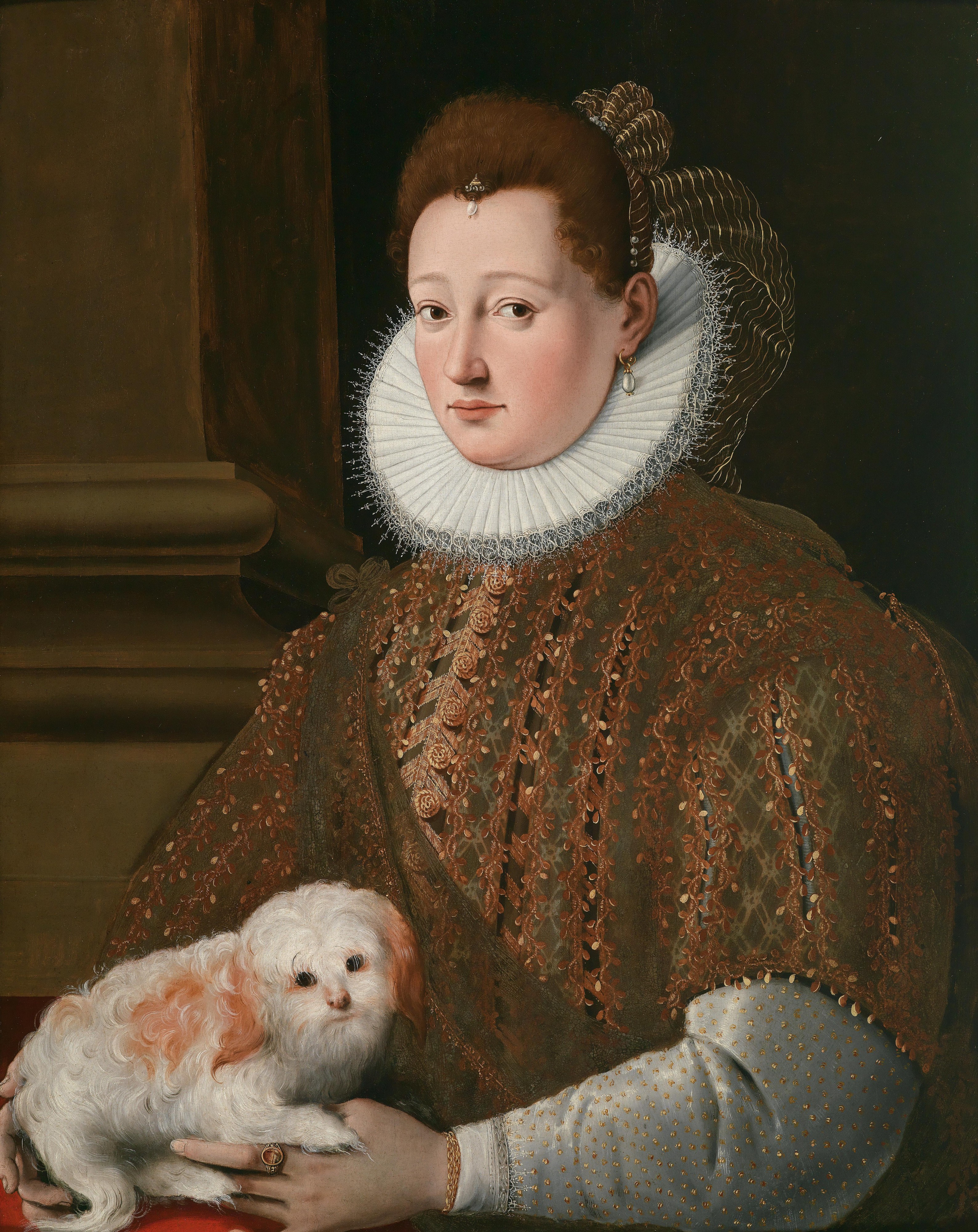 Girolamo Macchietti Bildnis einer Dame mit Schoßhund