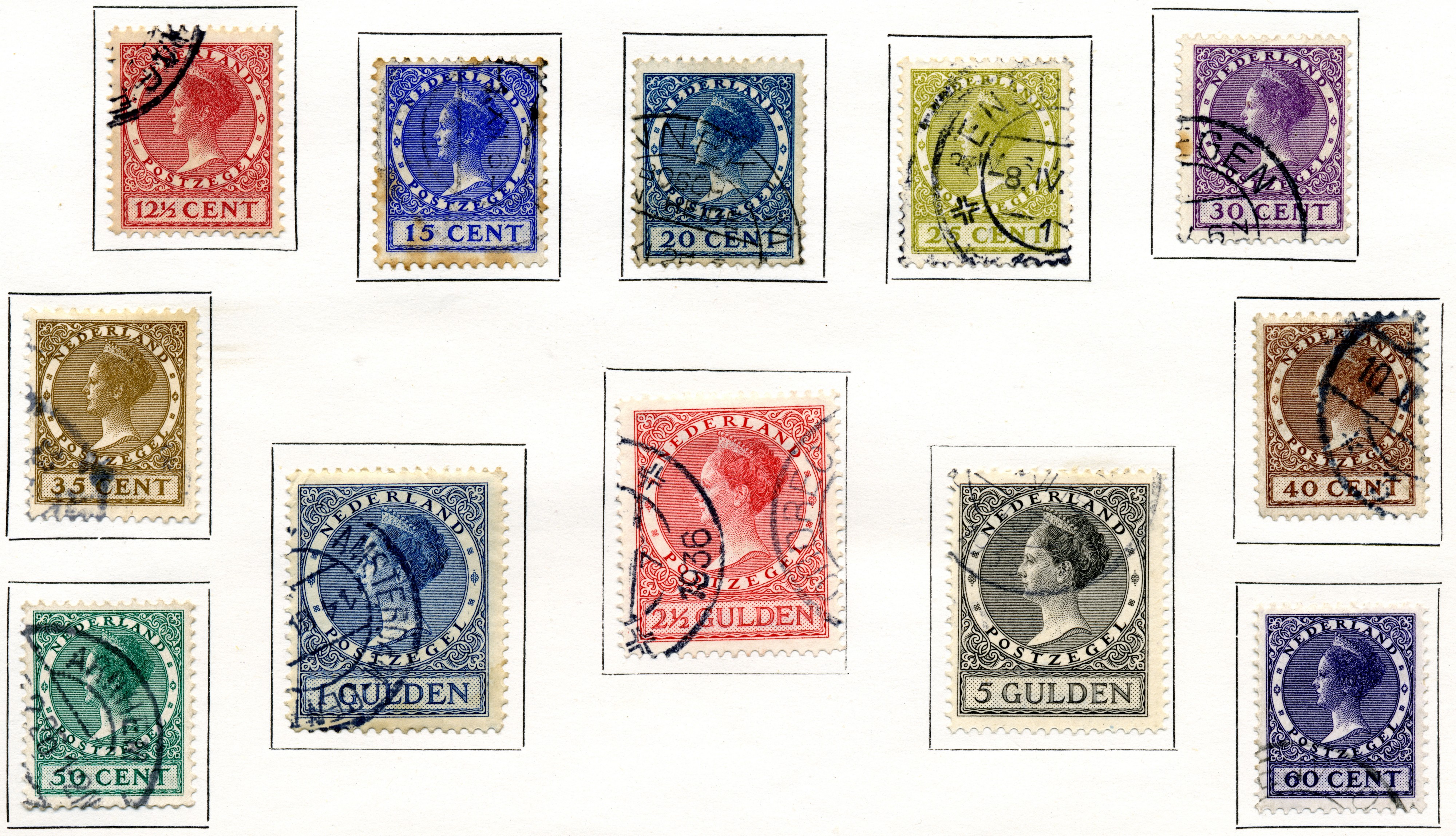 Postzegel 1924-27 z w 12c-5gulden