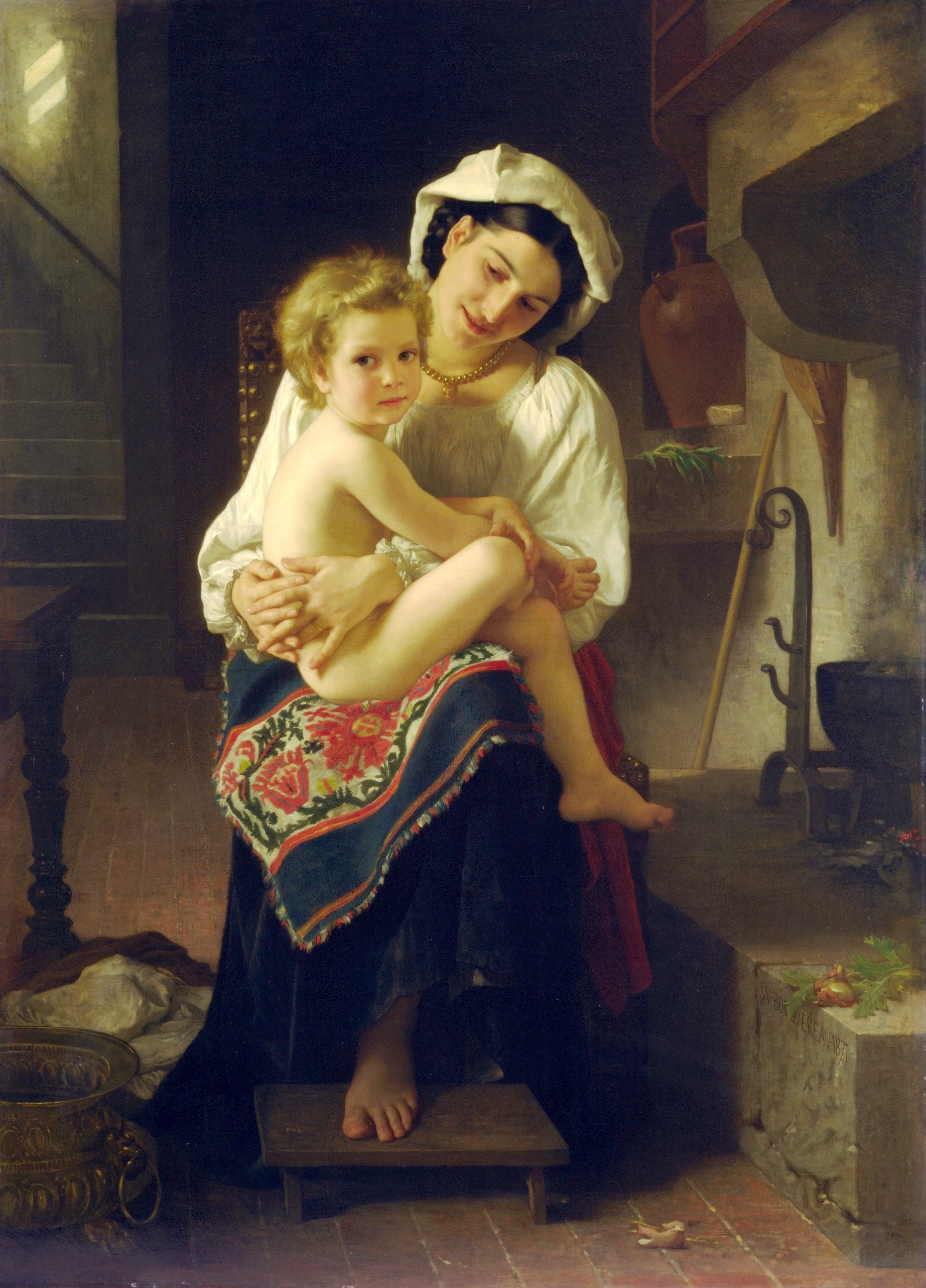 William-Adolphe Bouguereau (1825-1905) - Young Mother Gazing At Her Child (1871)