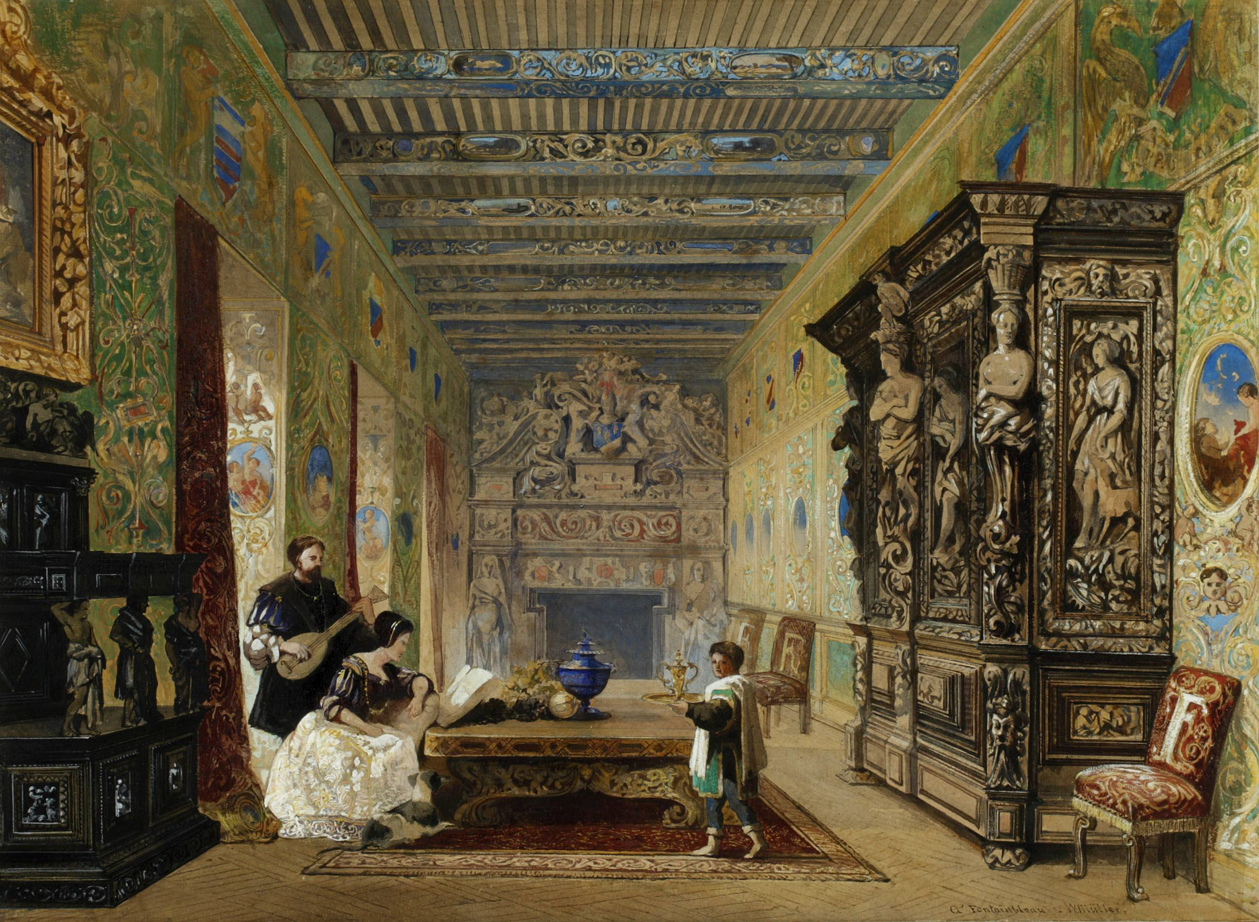 William James Müller The Drawing Room at Fontainebleau