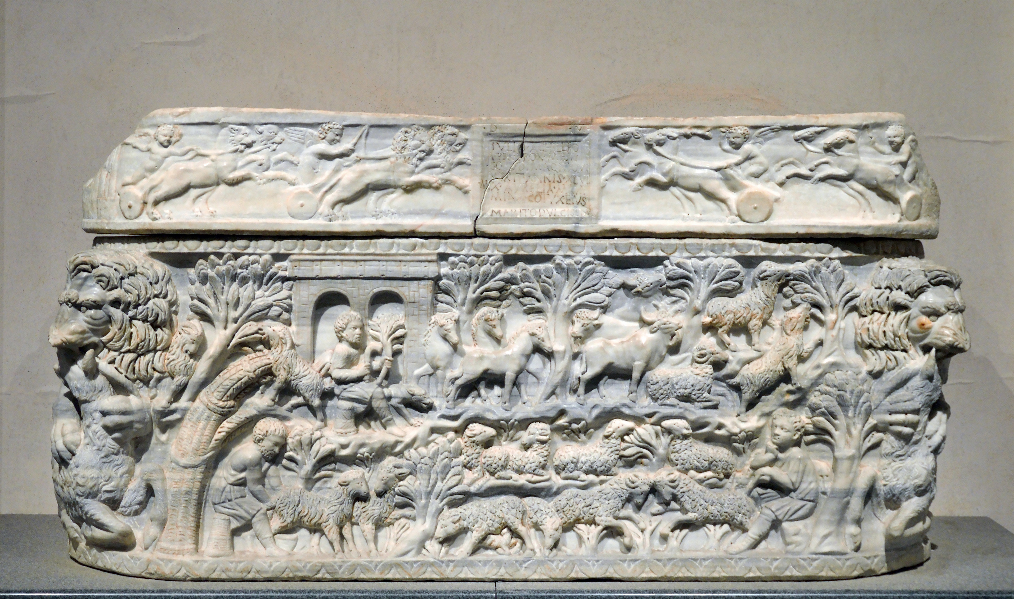 Ancient Roman sarcophagi in the Museo delle Terme di Diocleziano