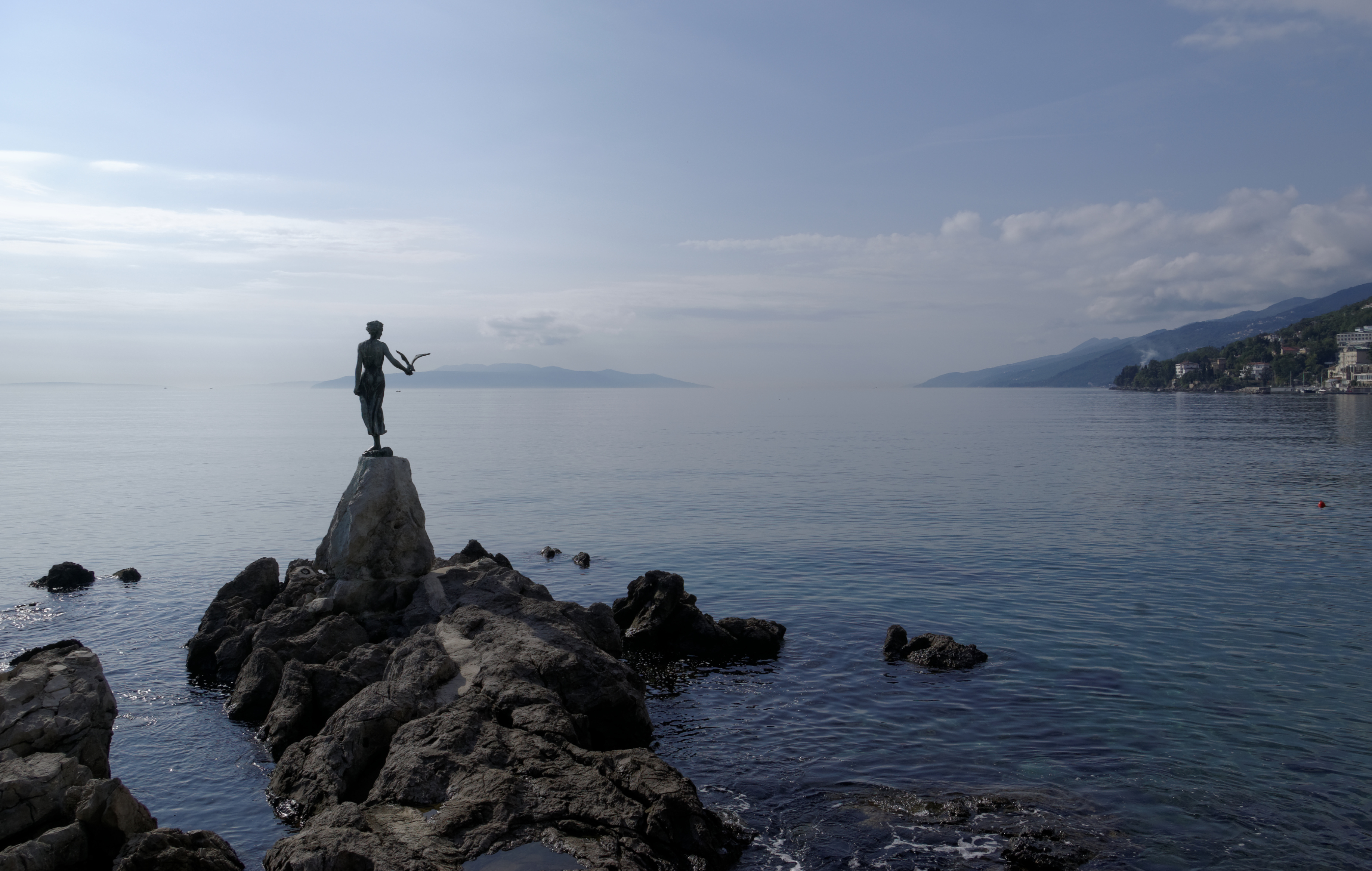 Croatia Opatija Women with dove BW 2014-10-10 10-35-13