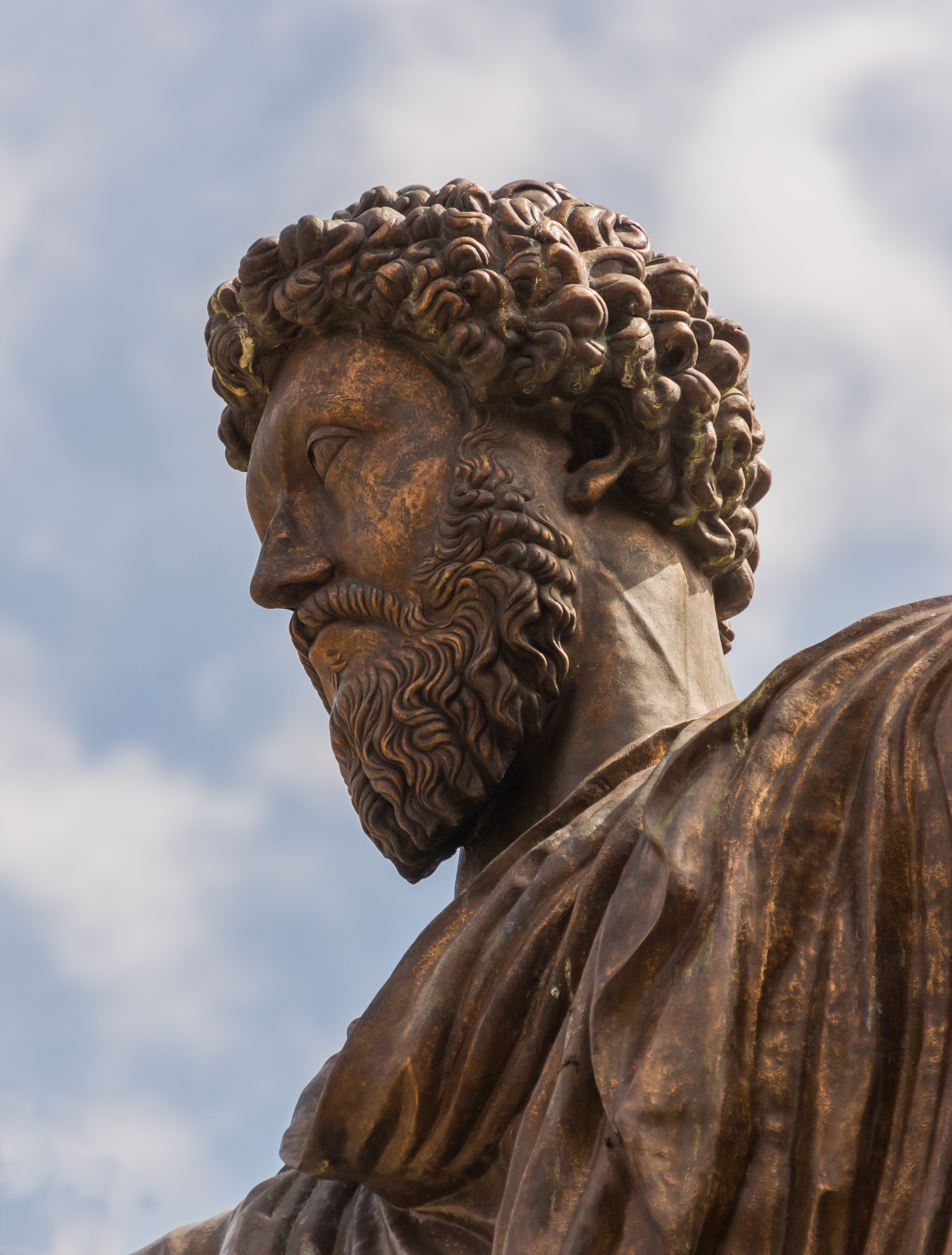 Equestrian statue Marcus Aurelius replica, head, Capitole, Rome, Italy