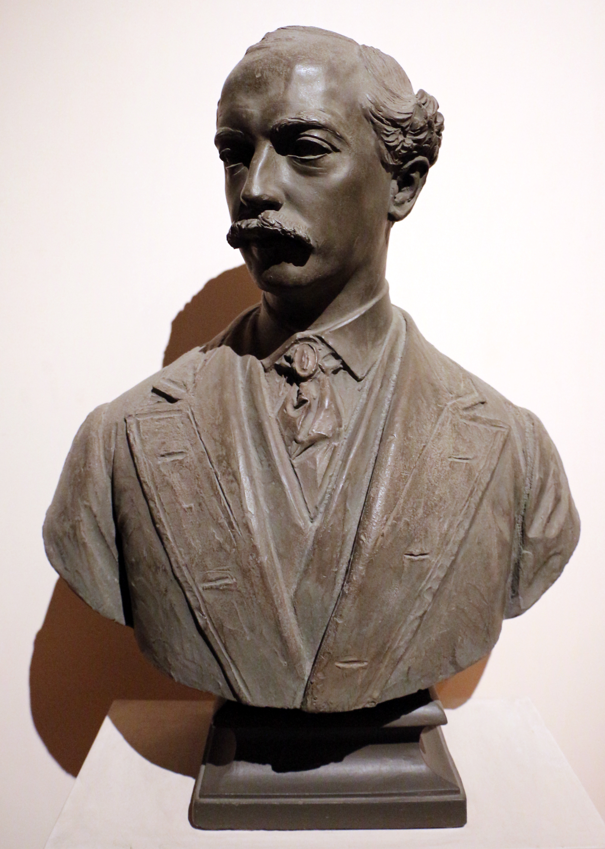Luigi amici, busto dello scrittore mark twain, gesso coloratao, 1890 ca