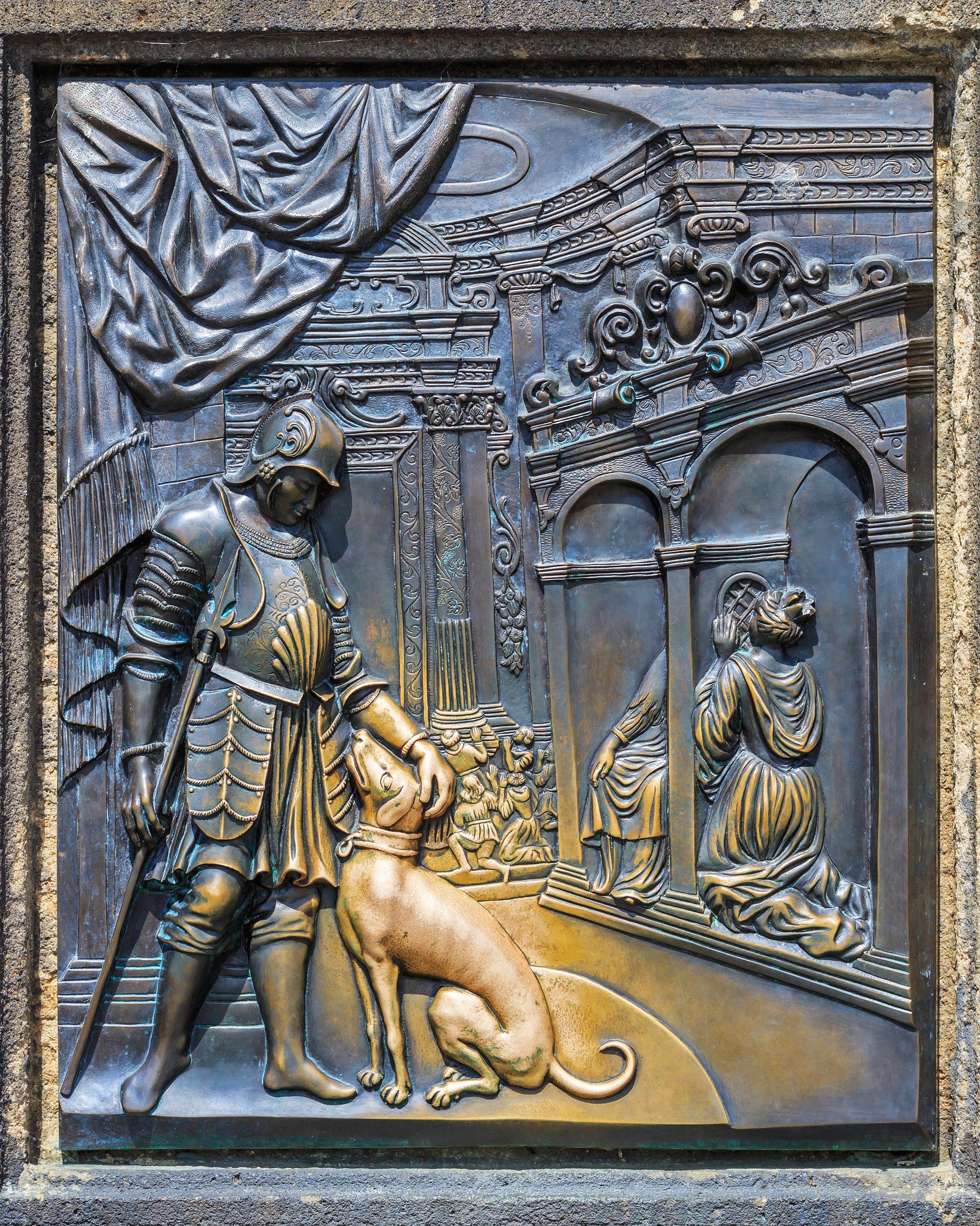 Prague 07-2016 Charles Bridge John of Nepomuk statue img3