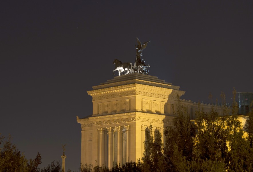 Back of the chariot of Vittoriano (Rome) at Night