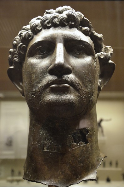 Bronze head of Hadrian found in the River Thames in London