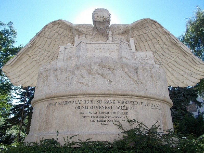 Brusznyai memorial by Miklós Melocco, Miklós Radnóti poem, Veszprém, 2016 Hungary