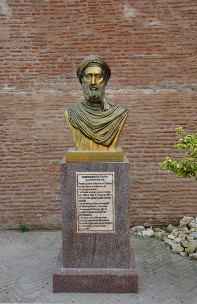 Bust of Ibn Khaldun (Casbah of Bejaia, Algeria with pedestal)