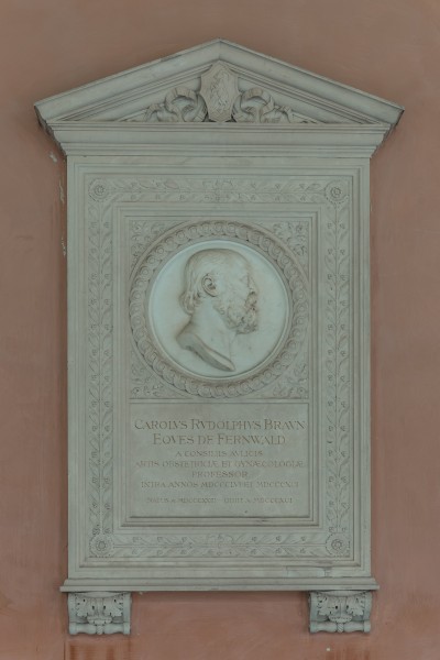 Carl Braun von Fernwald (1823-1891), Nr. 114, plaque and basrelief (marble) in the Arkadenhof of the University of Vienna-2712-HDR