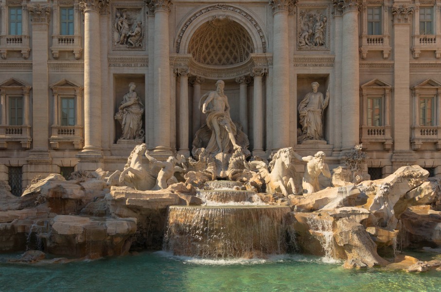 Detail Neptune Trevi fountain Rome Italy