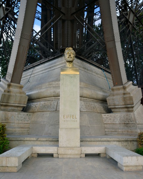 Eiffel's bust under Eiffel Tower