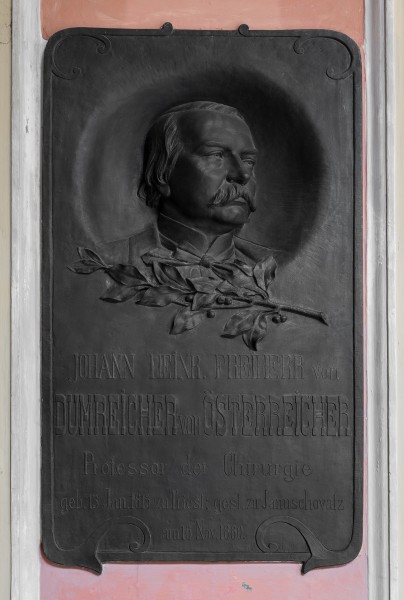 Johann Heinrich Dumreicher (1815-1880), Nr. 88 basrelief (bronce) in the Arkadenhof of the University of Vienna 1999