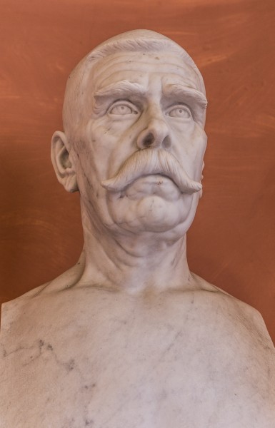 Julius Wagner-Jauregg (1857-1940), Nr. 87 bust (marble) in the Arkadenhof of the University of Vienna-2339