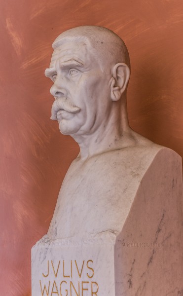 Julius Wagner-Jauregg (1857-1940), Nr. 87 bust (marble) in the Arkadenhof of the University of Vienna-2341