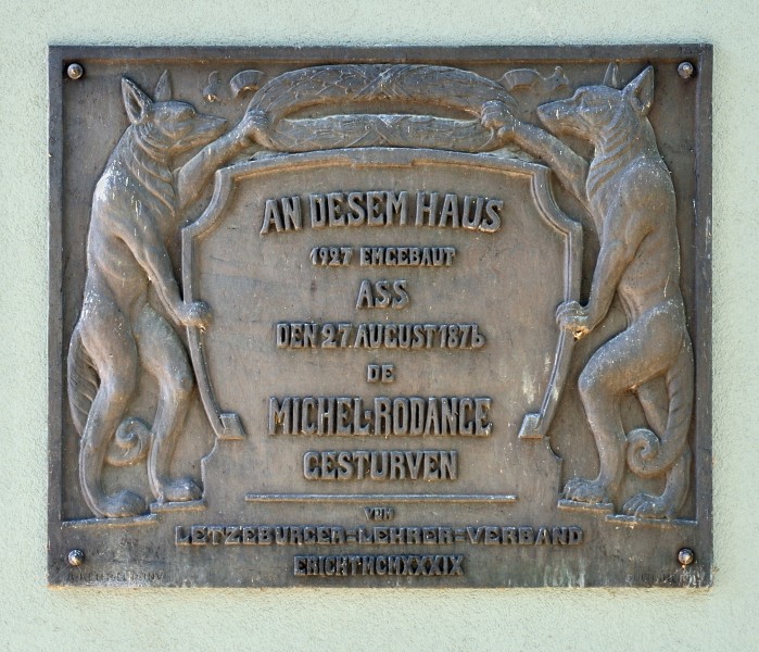 Luxembourg City Clausen Michel Rodange Plaque a