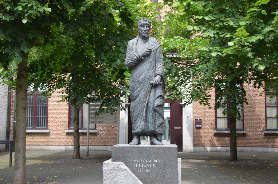 Modern statue of Flavius Claudius Julianus. Tongeren, Belgium