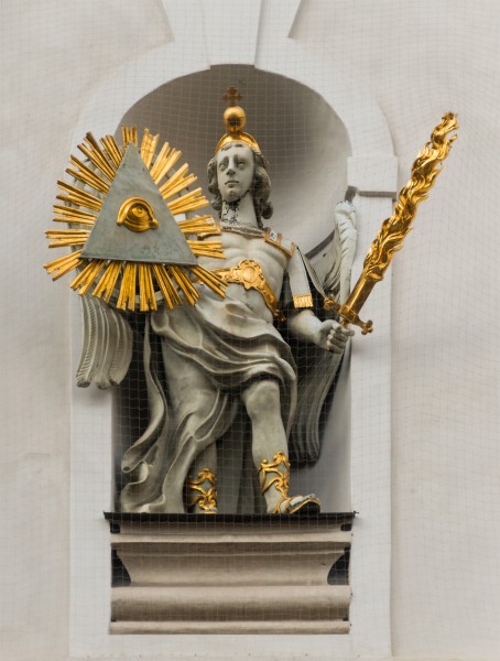 Saint Michael statue Dreifaltigskeitkirche Munich