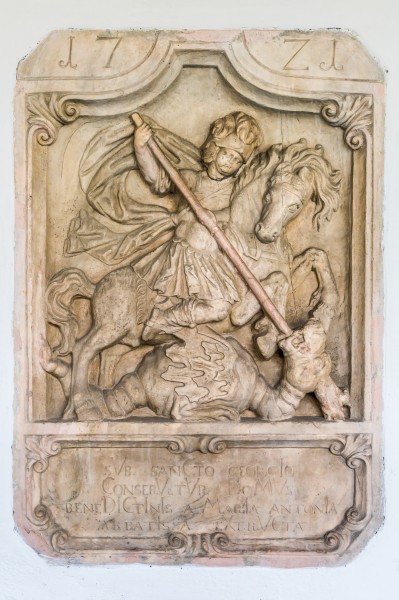 Sankt Georgen am Längsee Stiftskirche hl. Georg Relief des hl. Georg 29082018 4457