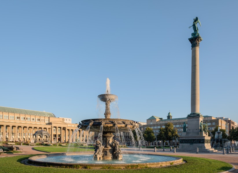 Schlossplatzspringbrunnen Jubiläumssäule Schlossplatz Stuttgart 2015 01