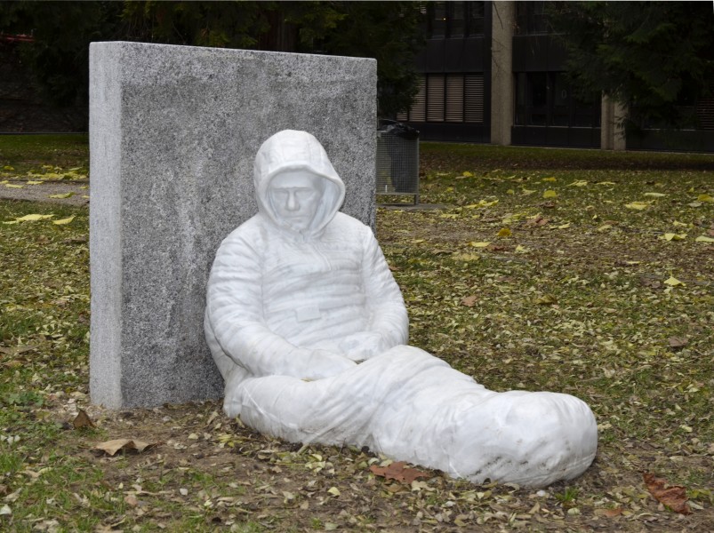 Self-portrait by Fabrice Gygi, side view. Kings Cemetery, Geneva