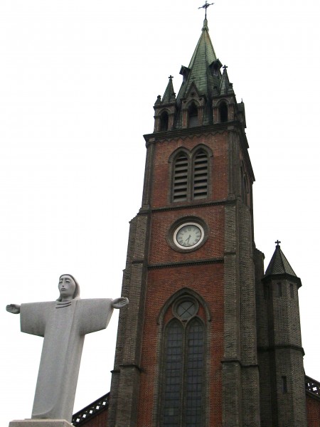 Seoul Cathedral with Statue of Christ