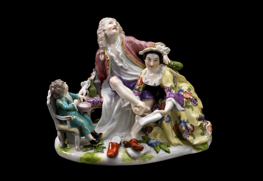 State showing a person with gout and his family, Meissen, Ge Wellcome L0058574