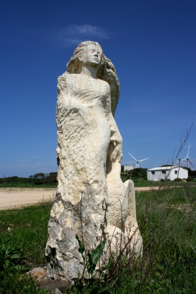 Statue in wind farm