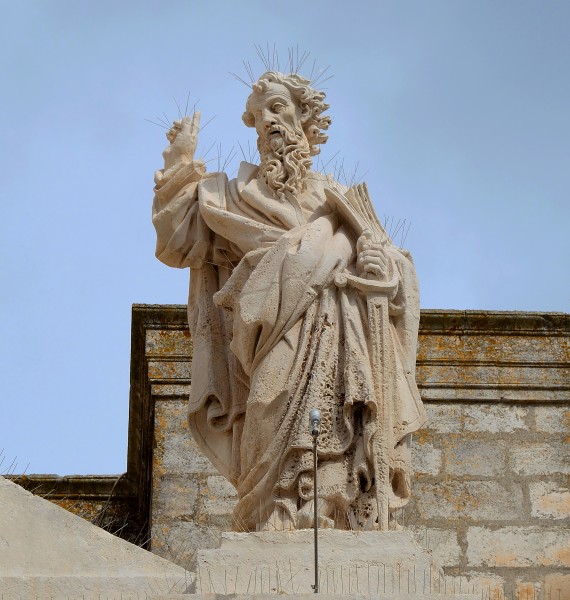 Statue of St. Paul on church of St. George in Locorotondo