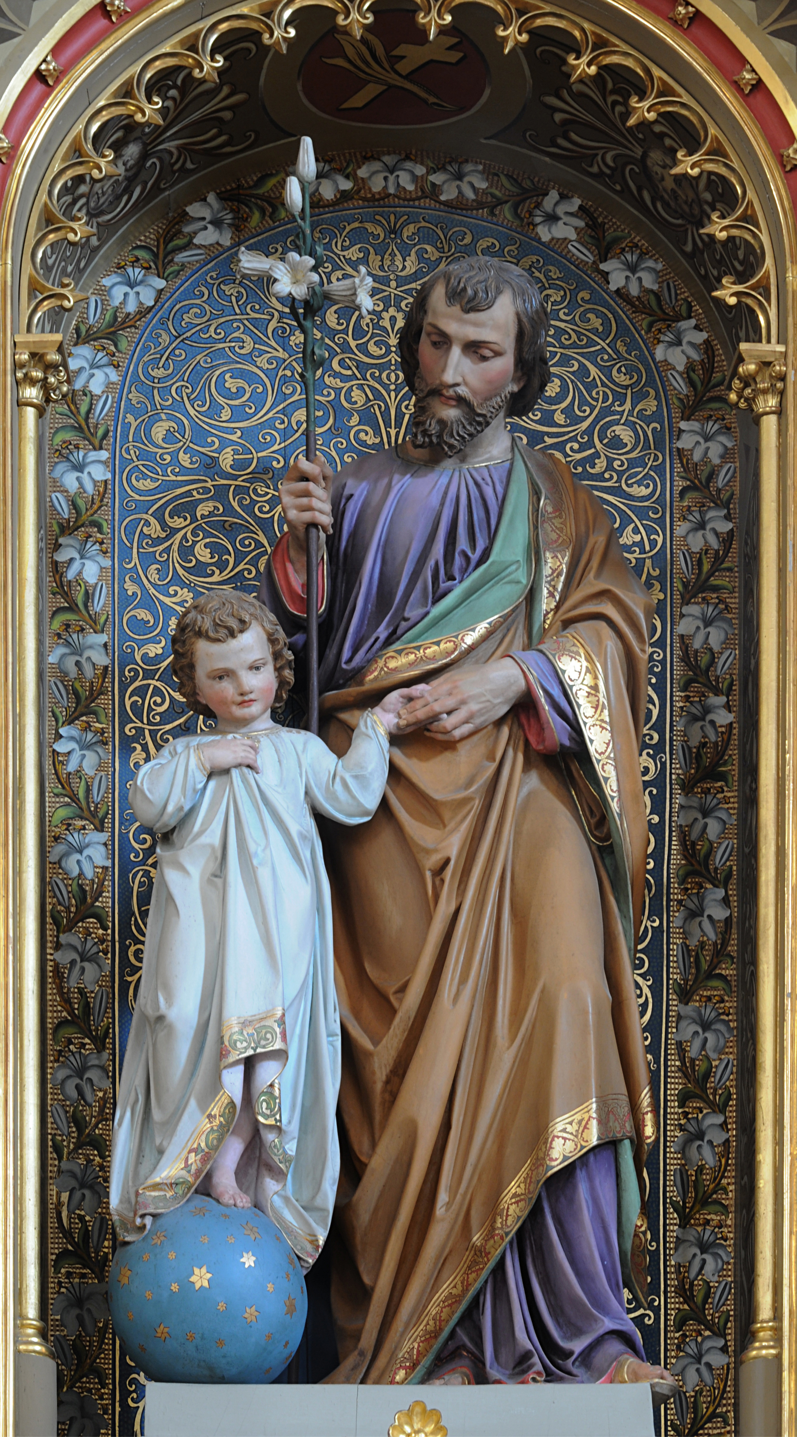 Saint Josef and child sculpture Gröden