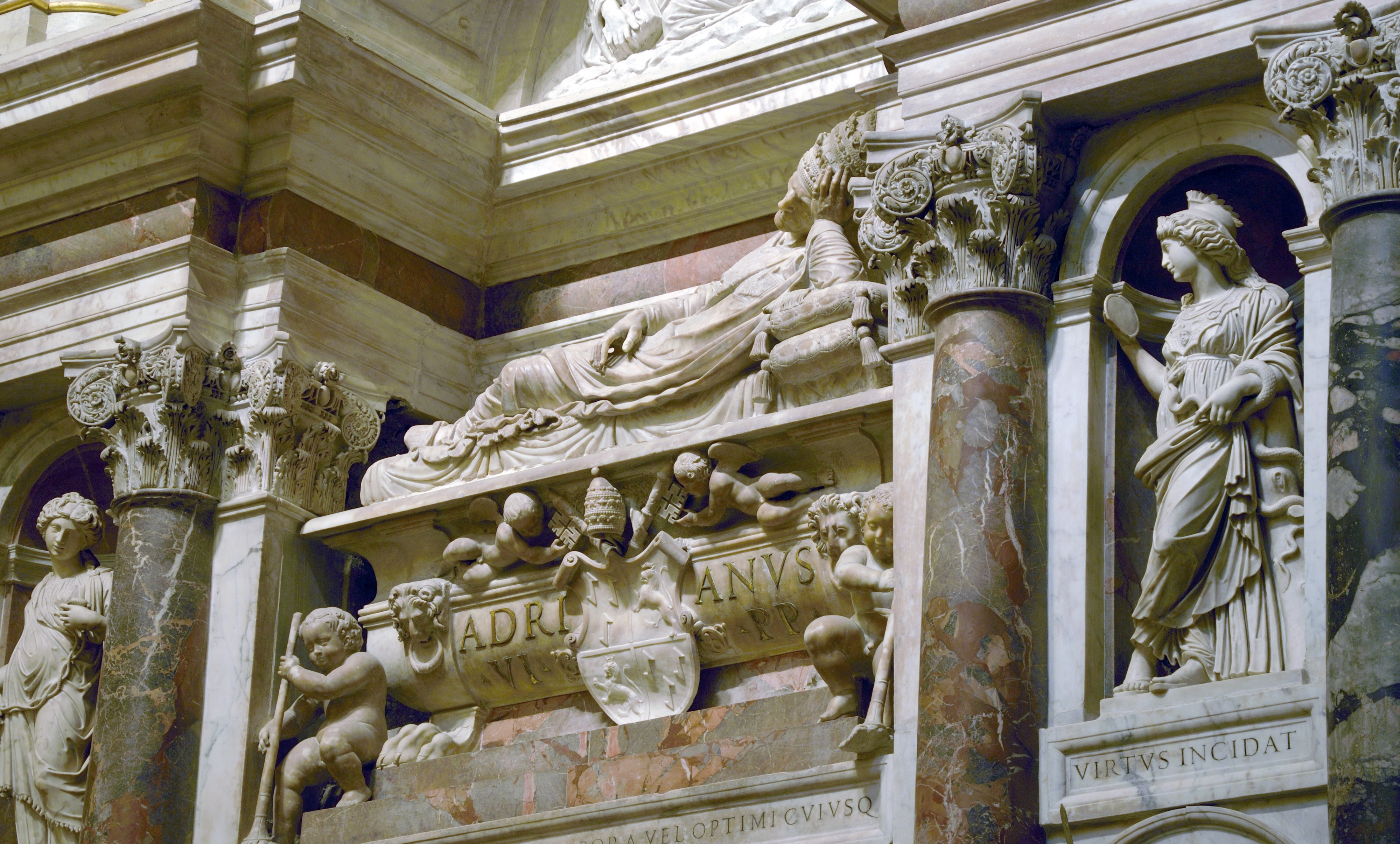 Funeral monument of Pope Adrian VI,foreground