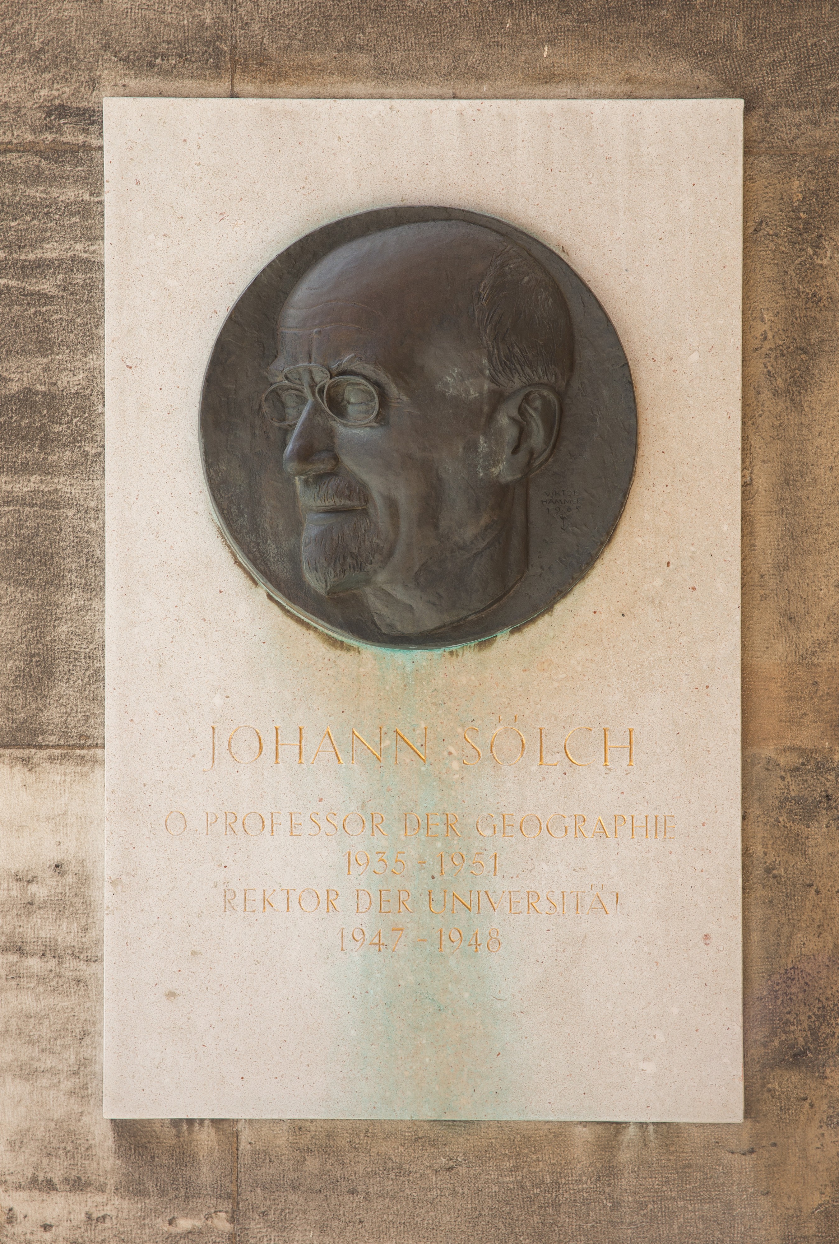 Johann Sölch (1865-1935), geographer, Nr. 137, relief (bronze) in the Arkadenhof of the University of Vienna-3523