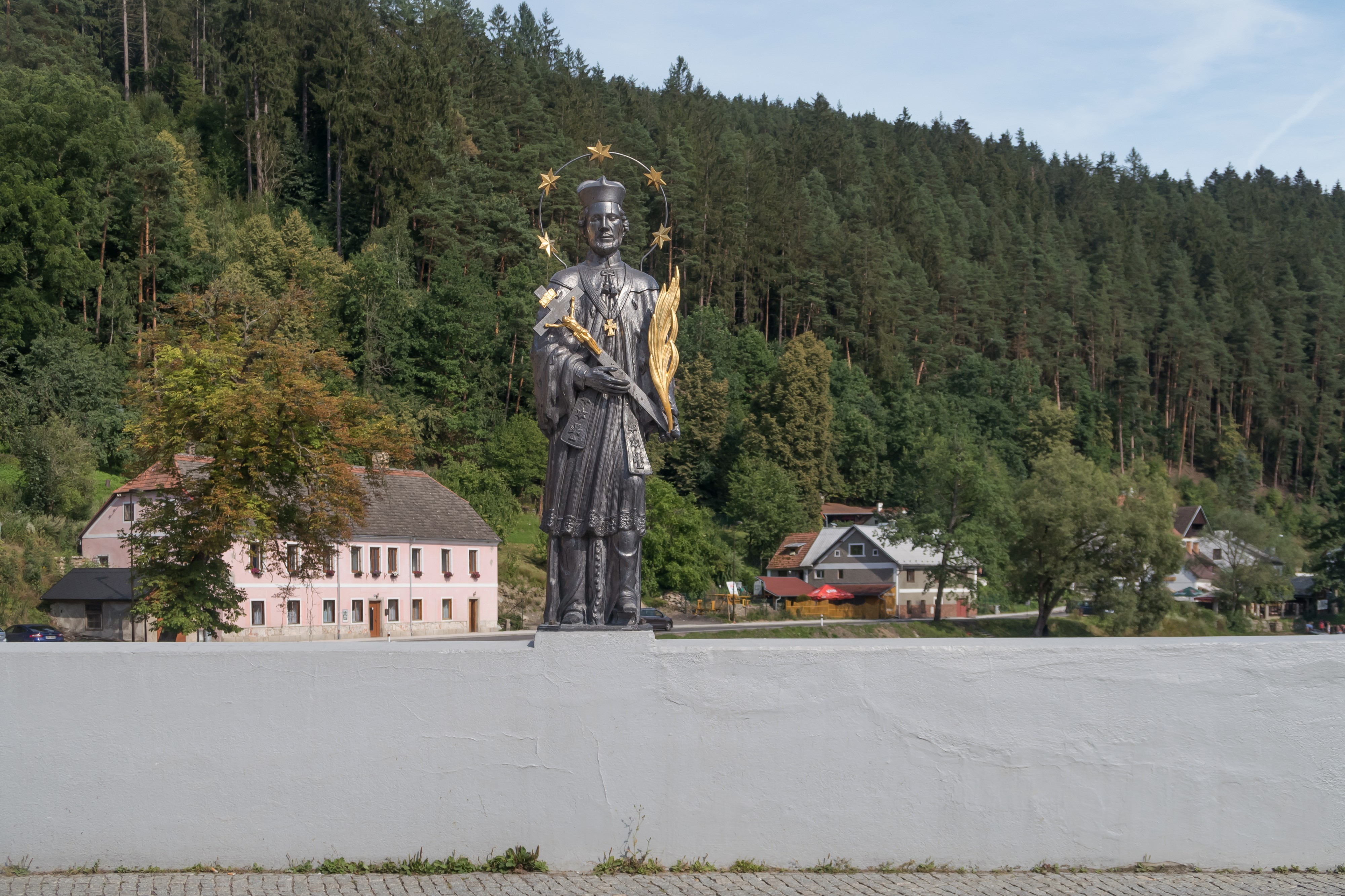 Rožmberk nad Vltavou, sculptuur op de brug over de Moldau IMG 6011 2018-07-29 16.31
