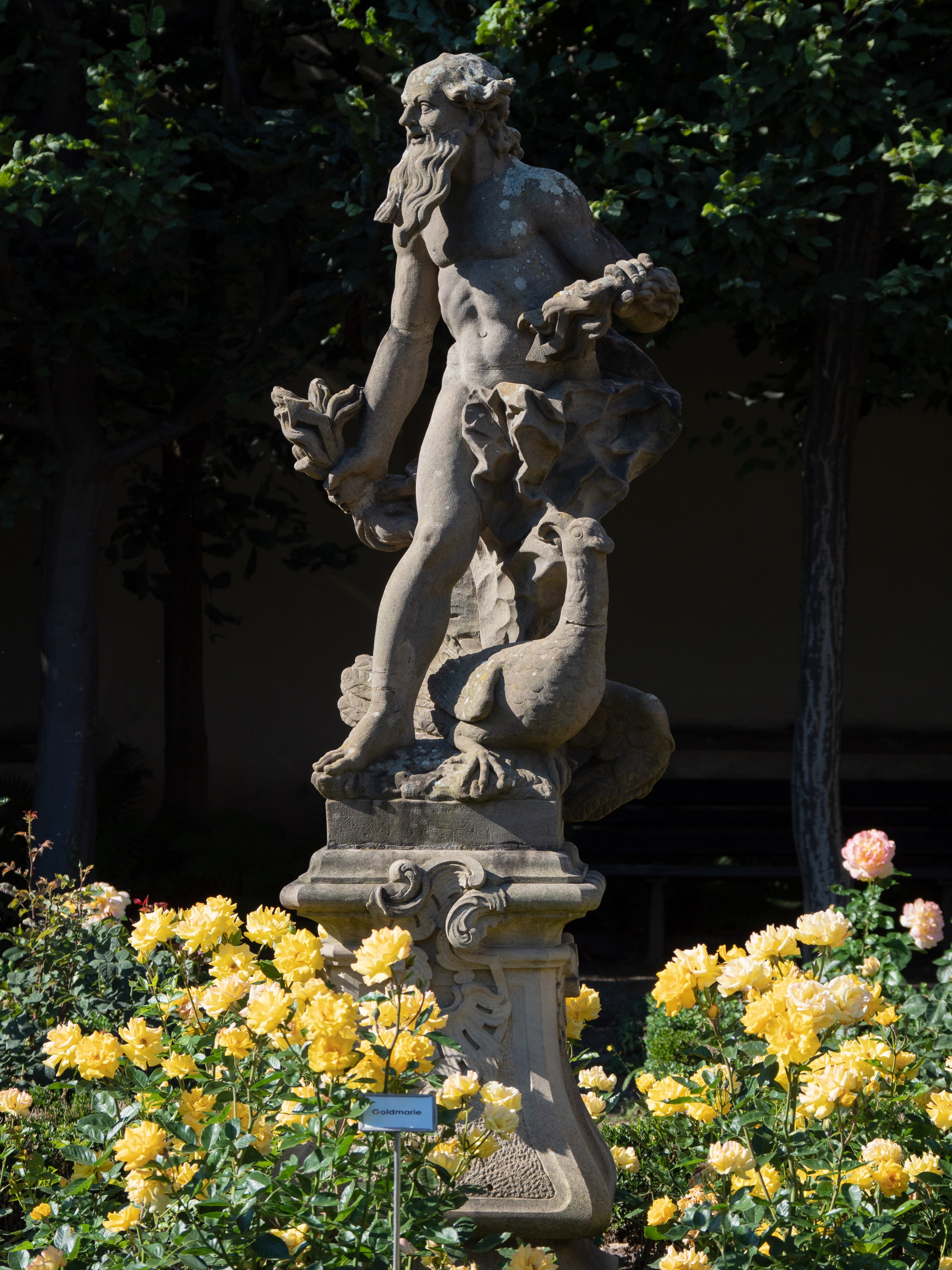 Rosengarten Statue mit Blitzen 7264811