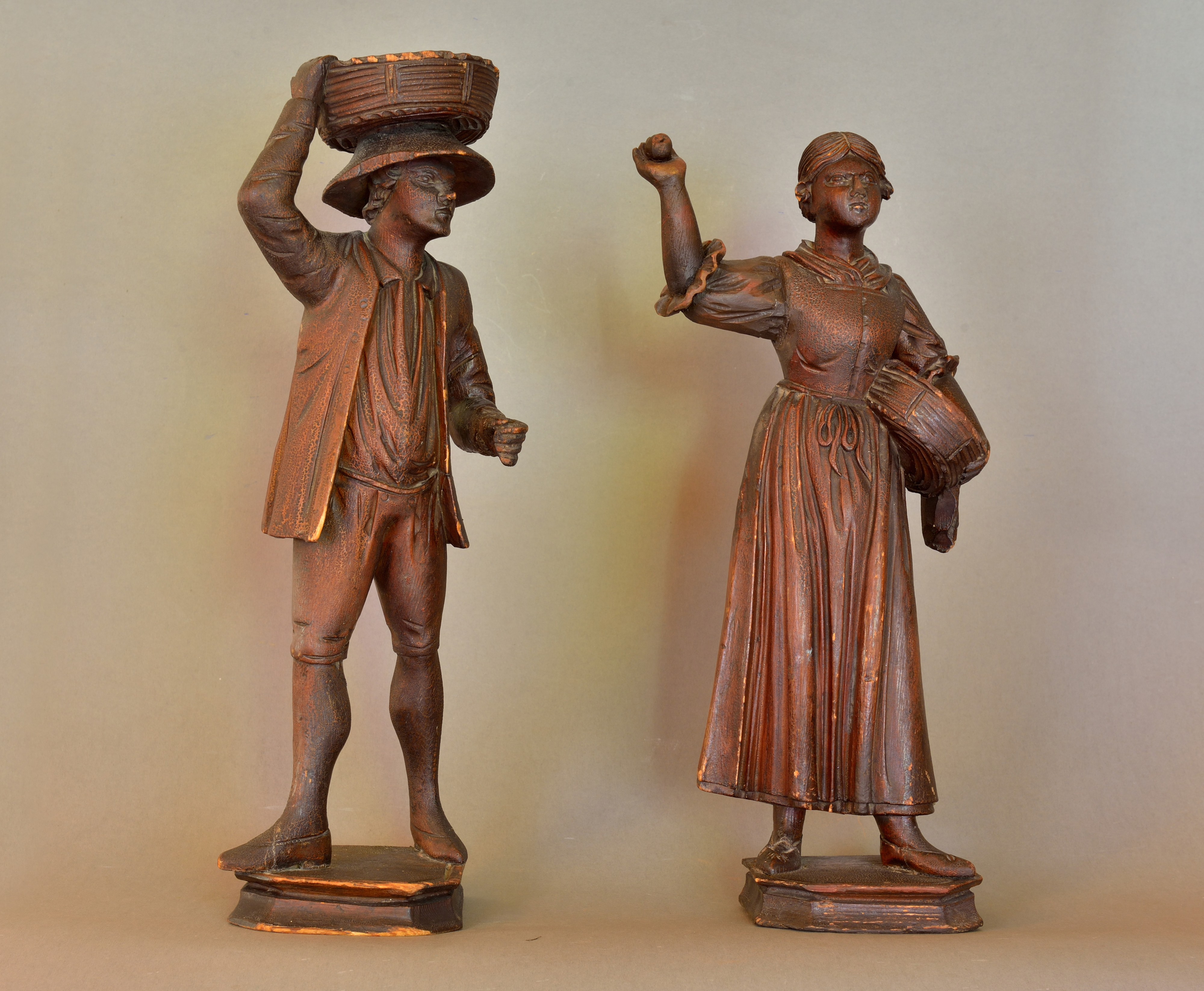 Two peasants in pine wood Gröden