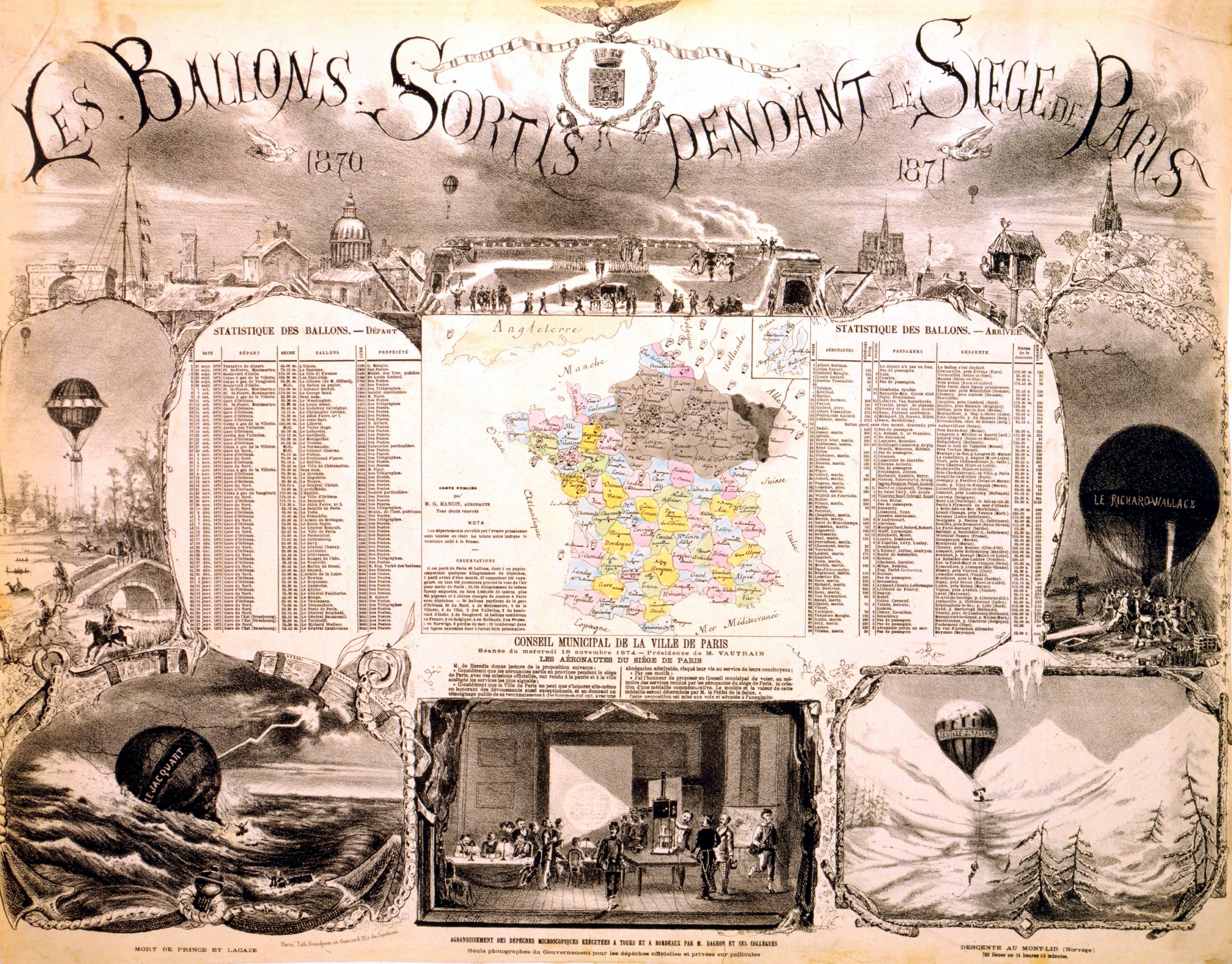 Les ballons sortis pendant le Siege de Paris, 1870-1871