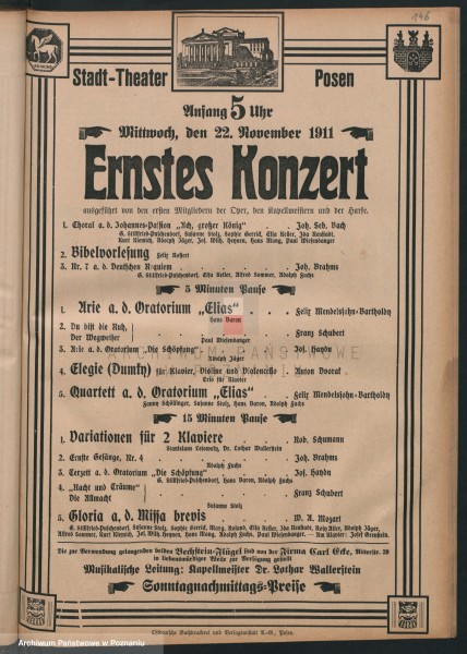 Afisz Teatr Wielki 22.11.1911