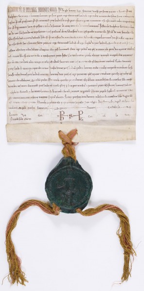 Diplôme par lequel le roi de France, Philippe II Auguste bannit du royaume de France deux habitants de Laon jugés parjures - Archives Nationales - AE-II-197