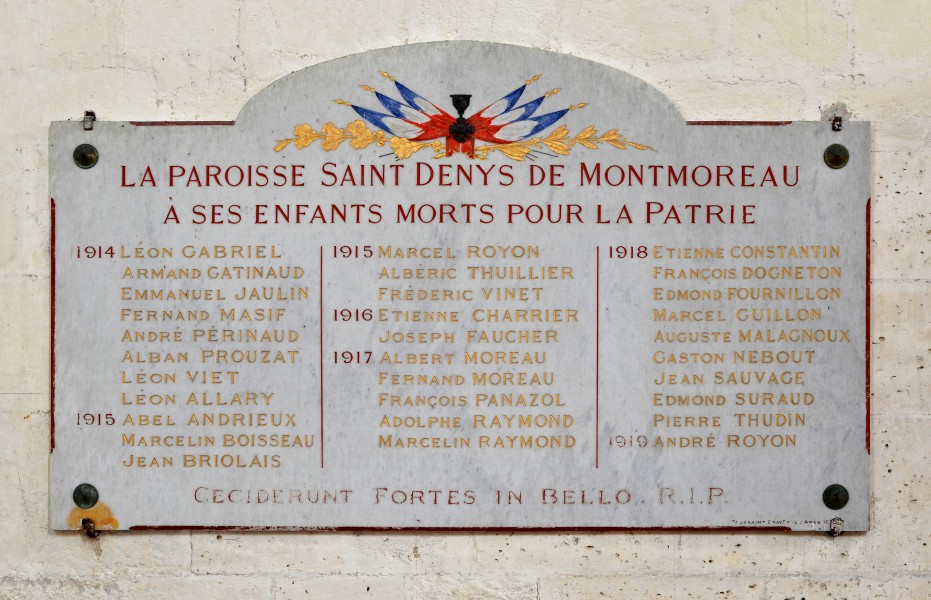 Montmoreau 16 Église Plaque 14-18 2014