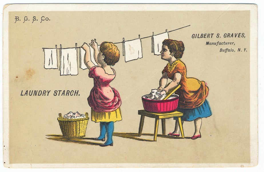 Gilbert S. Gravel laundry starch advertisement, ca. 1880